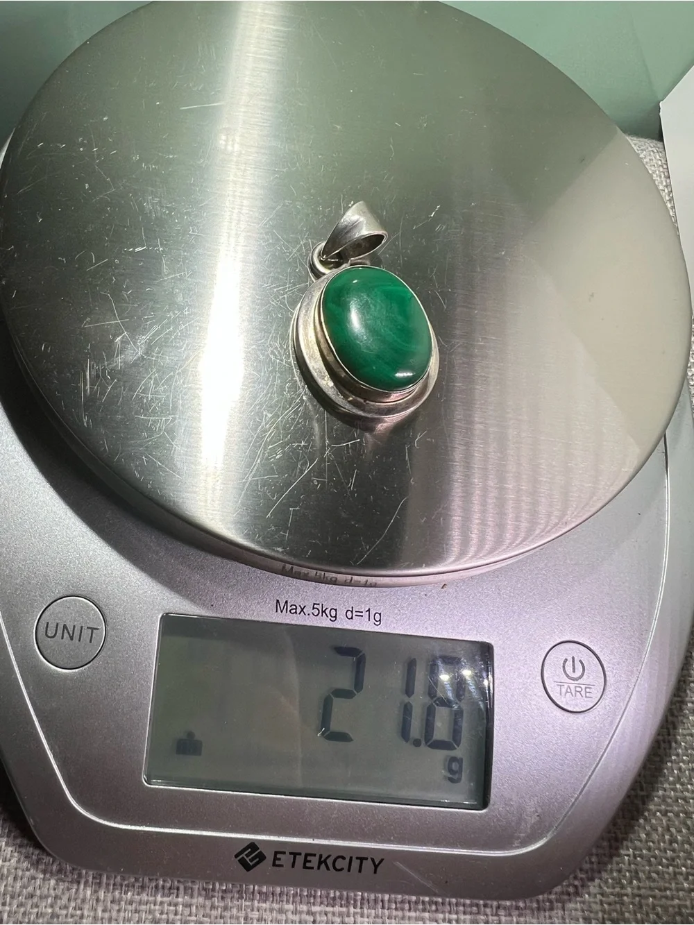 Green Oval Stone Sterling Pendant
